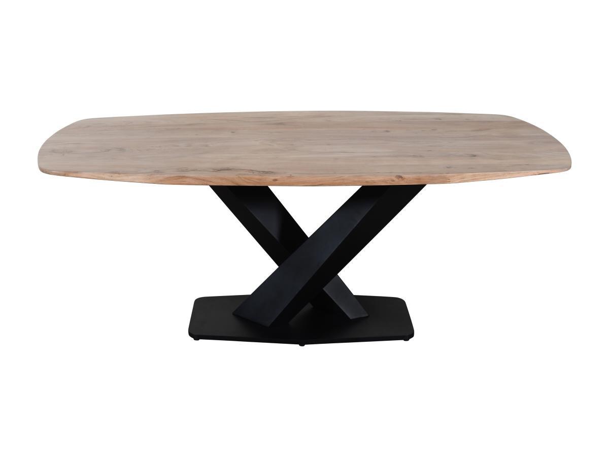 Vente-unique Table à manger 8 personnes en bois d'acacia et métal - Naturel et noir - DANALI  