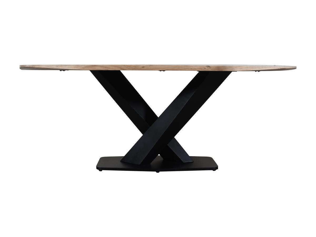 Vente-unique Table à manger 8 personnes en bois d'acacia et métal - Naturel et noir - DANALI  