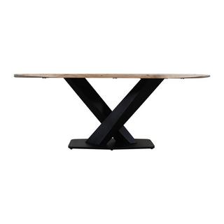 Vente-unique Table à manger 8 personnes en bois d'acacia et métal - Naturel et noir - DANALI  