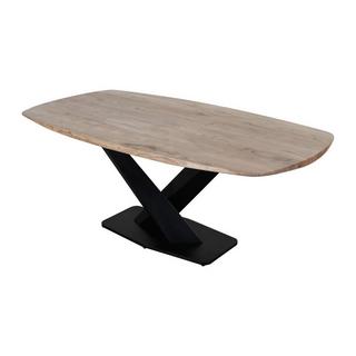 Vente-unique Table à manger 8 personnes en bois d'acacia et métal - Naturel et noir - DANALI  