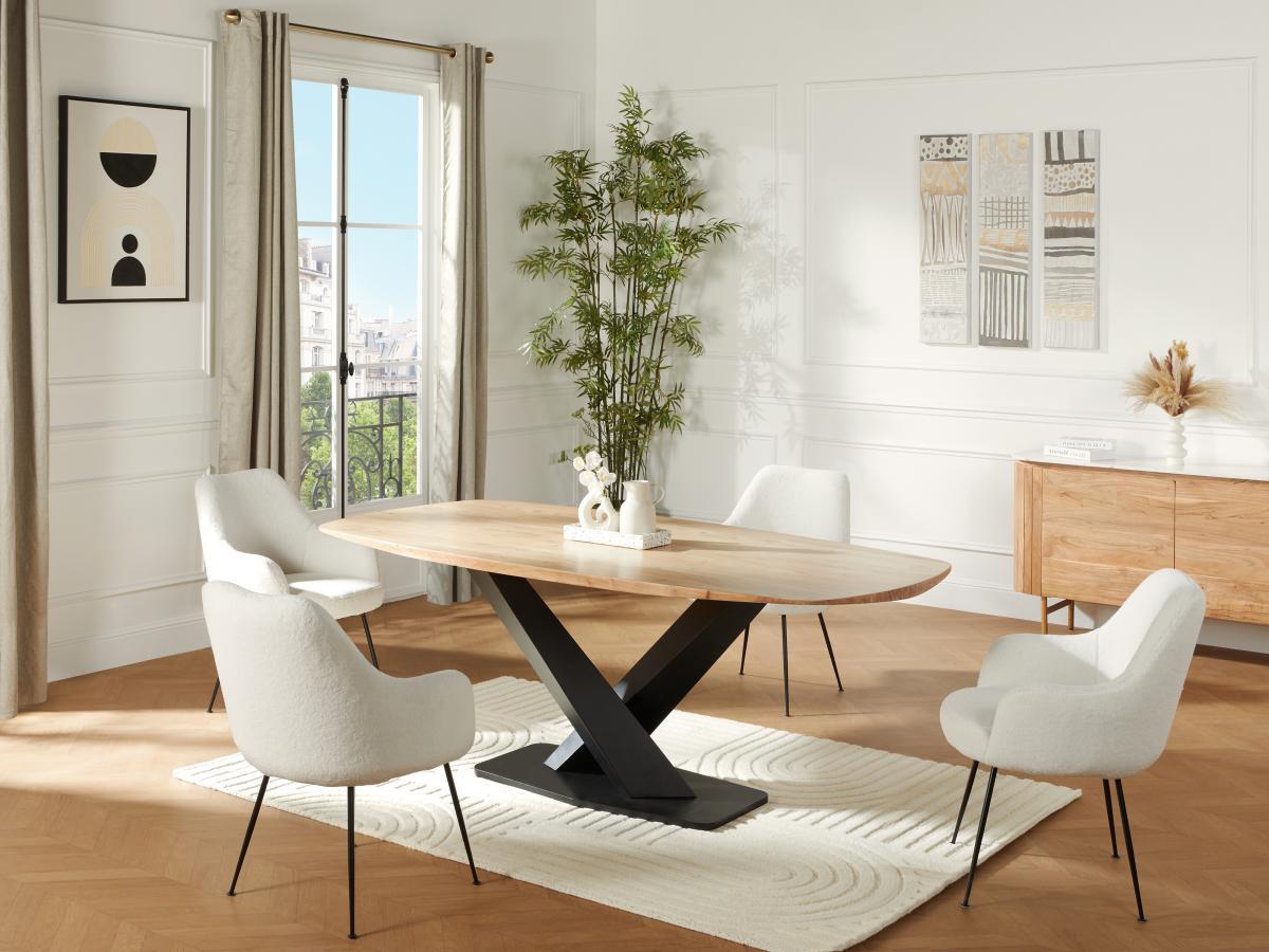 Vente-unique Table à manger 8 personnes en bois d'acacia et métal - Naturel et noir - DANALI  