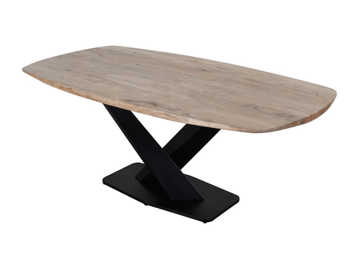 Vente-unique Table à manger 8 personnes en bois d'acacia et métal - Naturel et noir - DANALI  