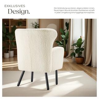 Tectake Sessel Vänersborg dick gepolstert, mit Bouclé-Bezug breite Armlehnen und große, ergonomische Rückenlehne  