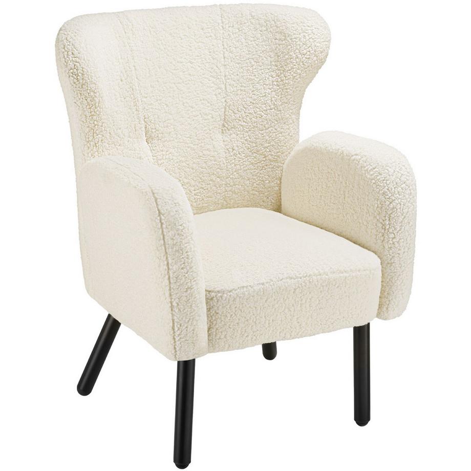 Tectake Sessel Vänersborg dick gepolstert, mit Bouclé-Bezug 2 höhenverstellbare Kunststofffüße, Belastbarkeit 120 kg  