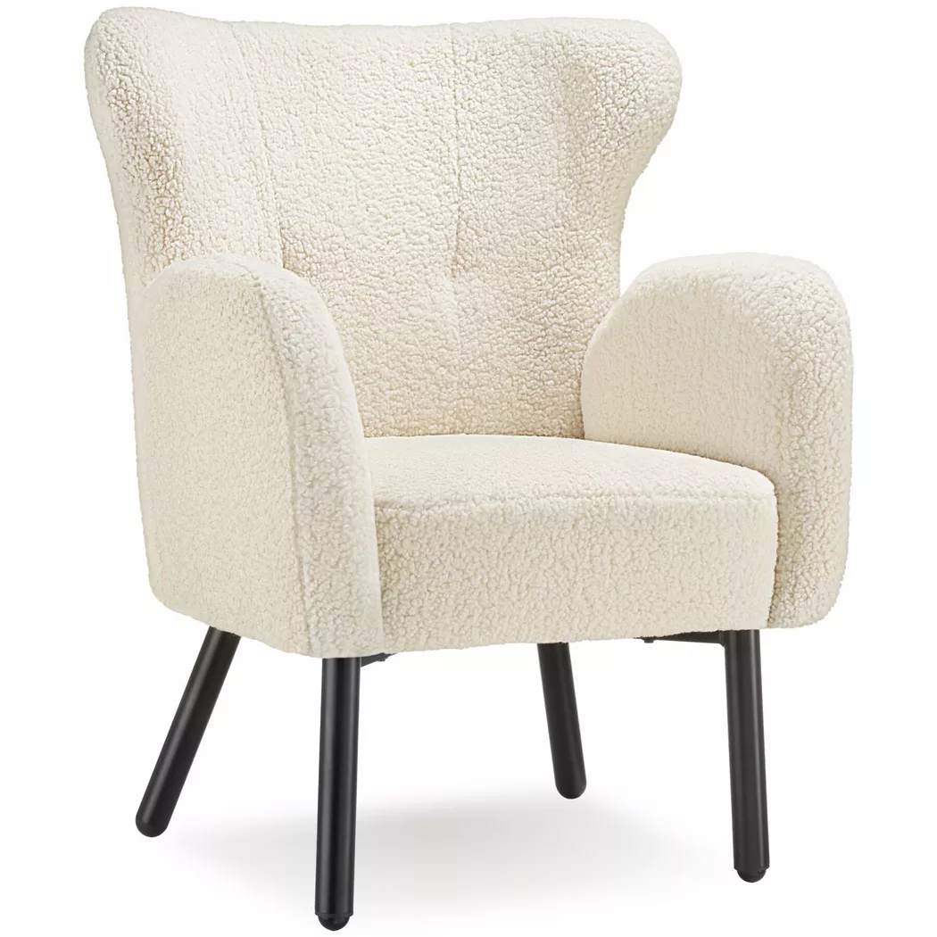 Tectake - Fauteuils Vänersborg rembourrage avec revêtement en tissu bouclé, 75 x 92 cm, Blanc naturel