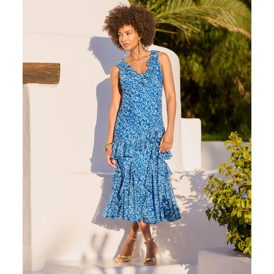 Joe Browns Maxikleid Mesh Overlay Volant Detail  