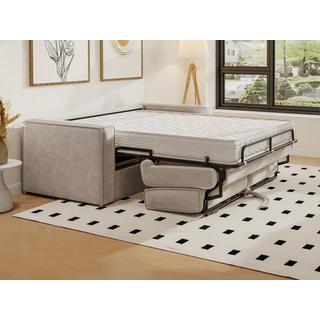 Vente-unique Canapé 3 places convertible express en velours côtelé beige - Couchage 140 cm - Matelas 18 cm LORETO  