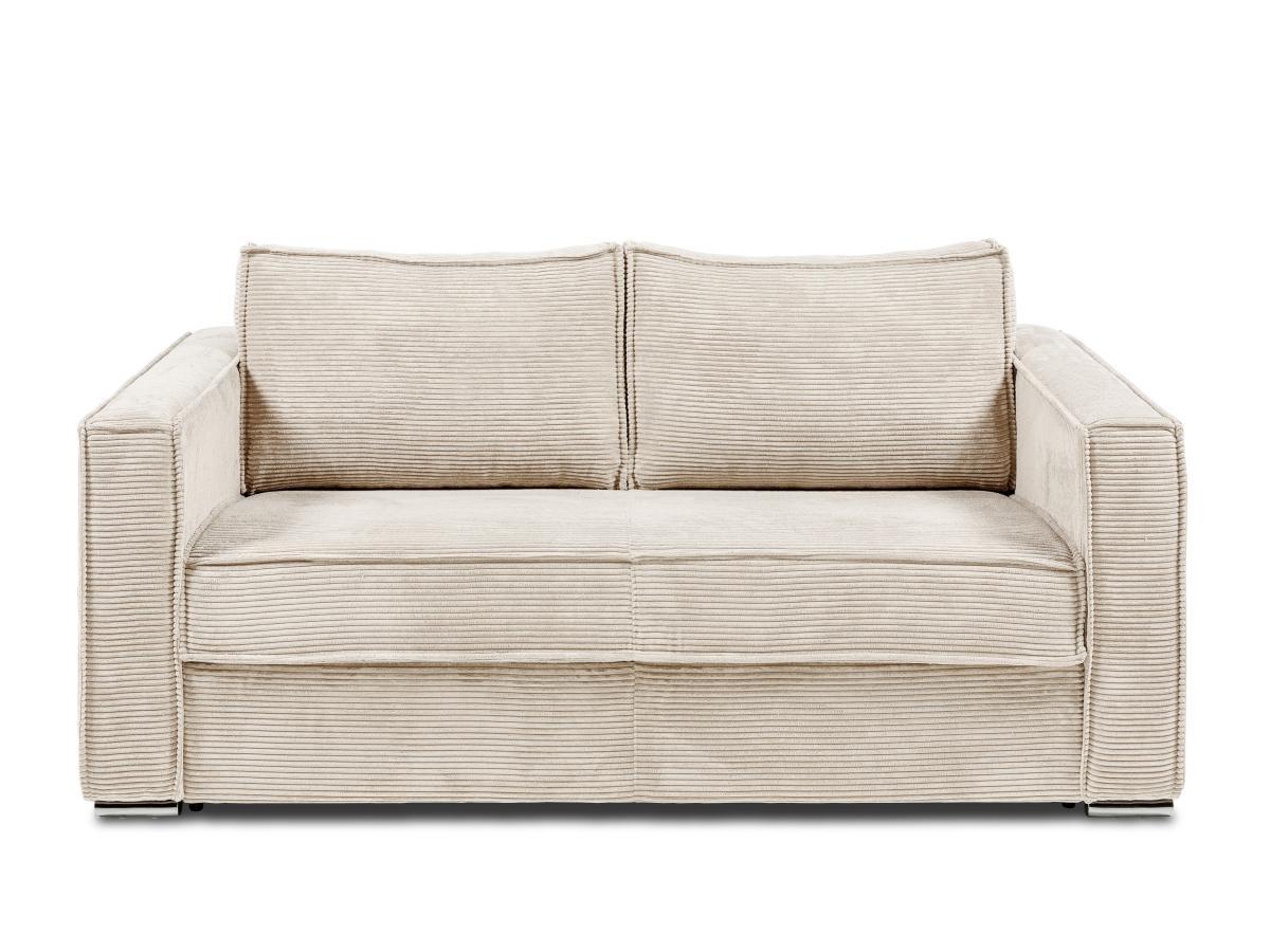 Vente-unique Schlafsofa mit Matratze 3-Sitzer - Cord - Beige - Liegefläche 140 cm - Matratze 18 cm - LORETO  