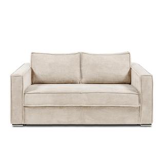 Vente-unique Canapé 3 places convertible express en velours côtelé beige - Couchage 140 cm - Matelas 18 cm LORETO  