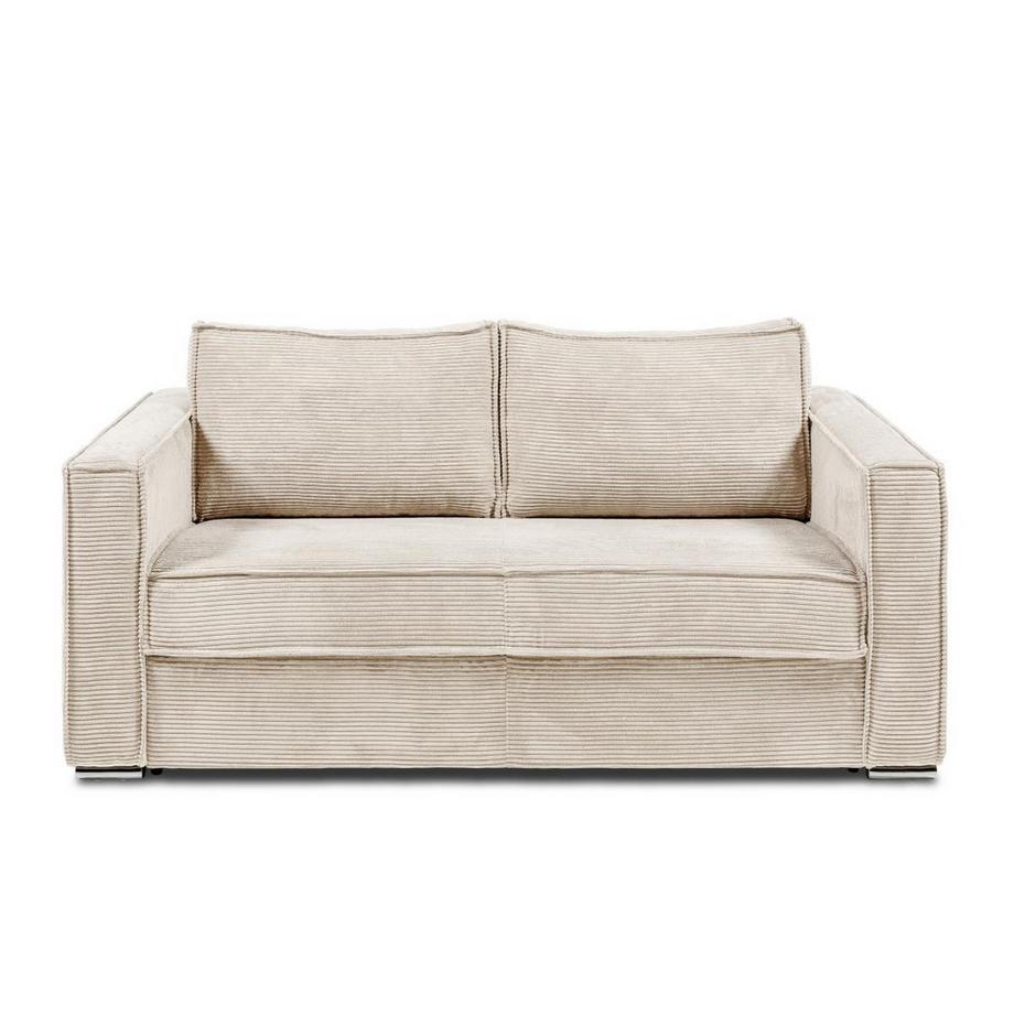 Vente-unique Schlafsofa mit Matratze 3-Sitzer - Cord - Beige - Liegefläche 140 cm - Matratze 18 cm - LORETO  