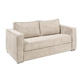 Vente-unique Canapé 3 places convertible express en velours côtelé beige - Couchage 140 cm - Matelas 18 cm LORETO  