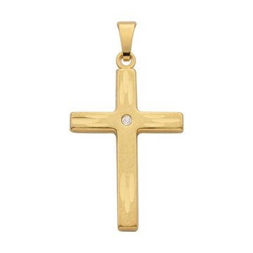 Anhänger Kreuz Gelbgold 750 Diamant 0.01.00ct. 29x16mm