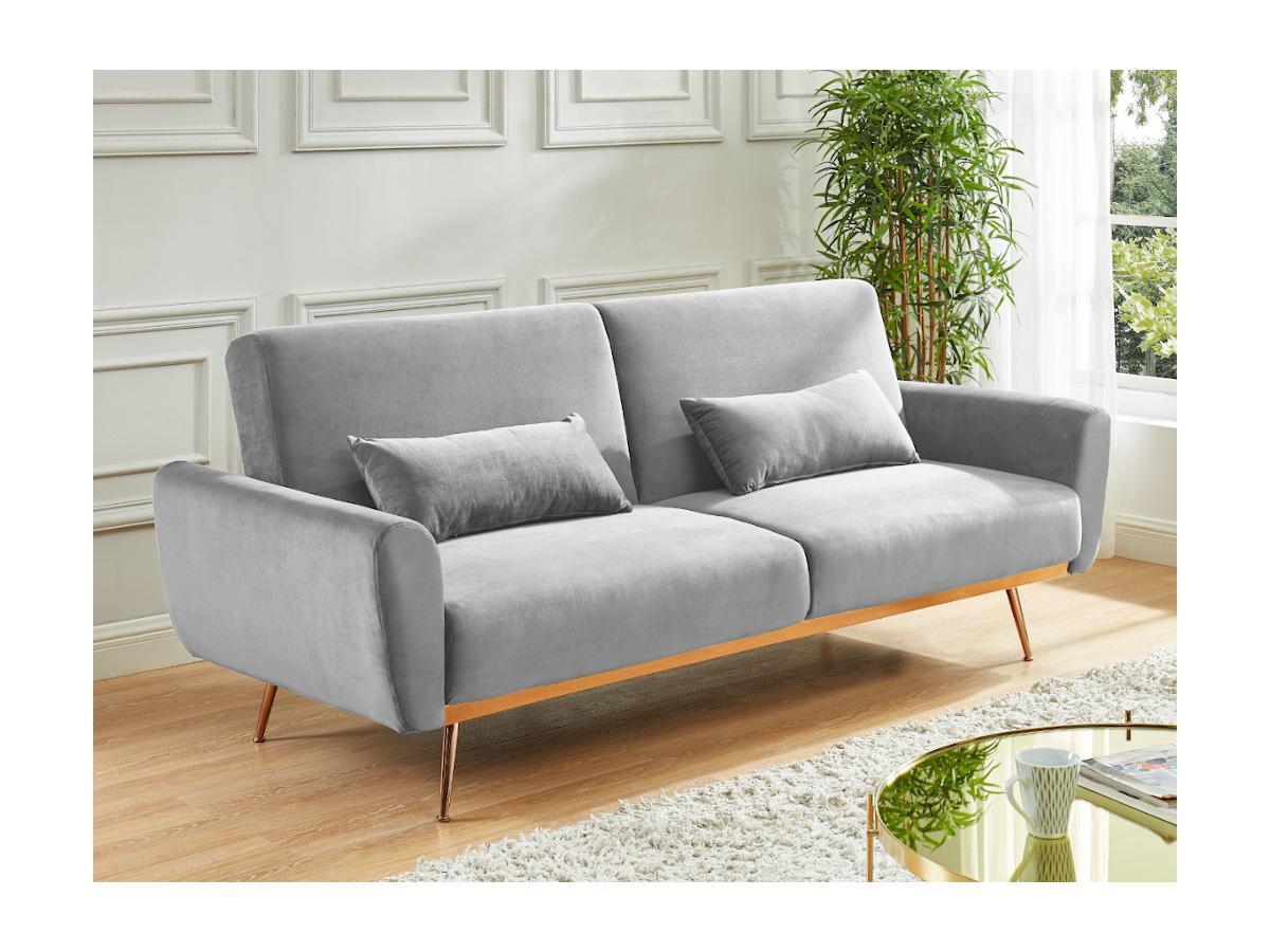 Vente-unique Schlafsofa Klappsofa 3Sitzer Samt LAUNEI  