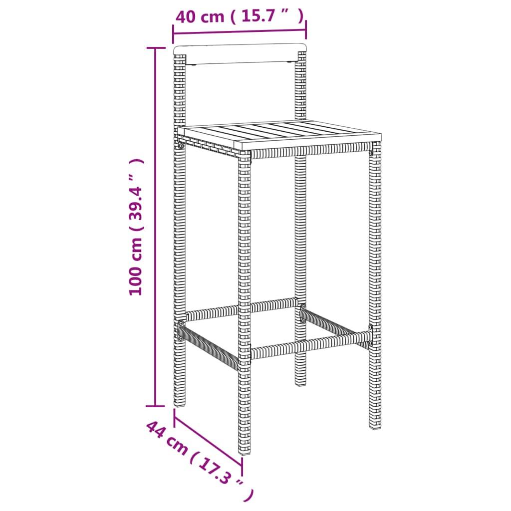 VidaXL Tabouret de bar rotin synthétique  