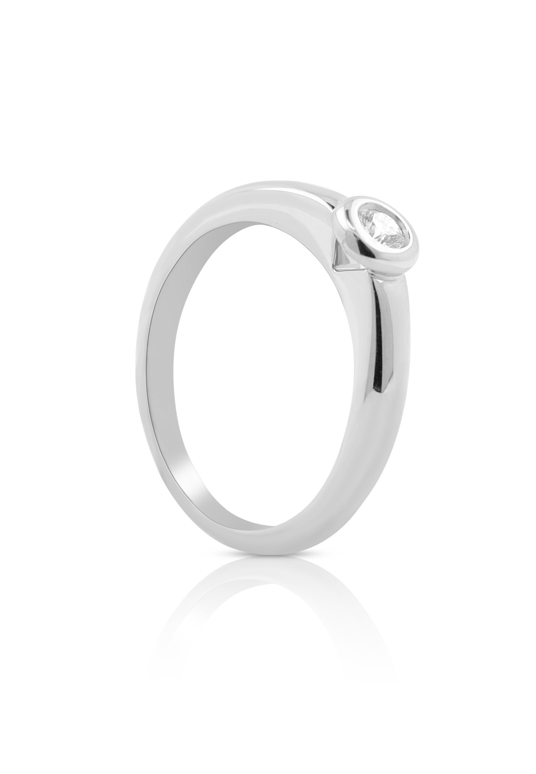 MUAU Schmuck  Bague Solitaire Diamant 0.10ct. or blanc 750 