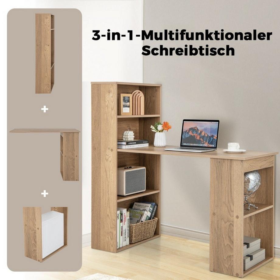 Northix Bureau avec bibliothèque, 6 étagères  