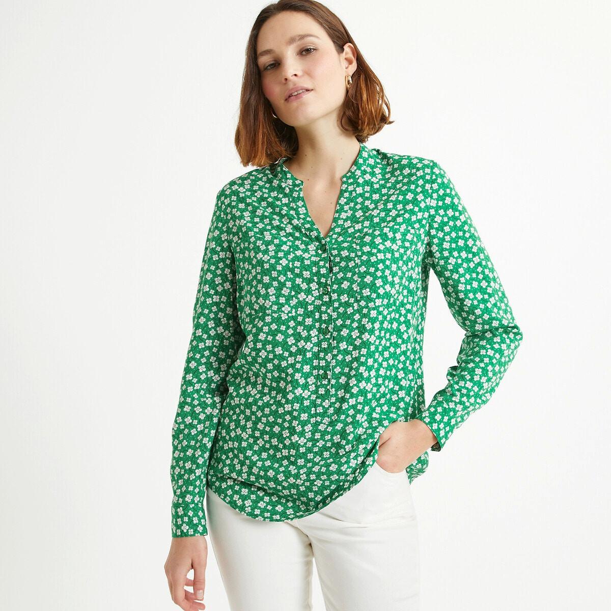 Image of Bluse Mit Henley-ausschnitt Damen Grün 38