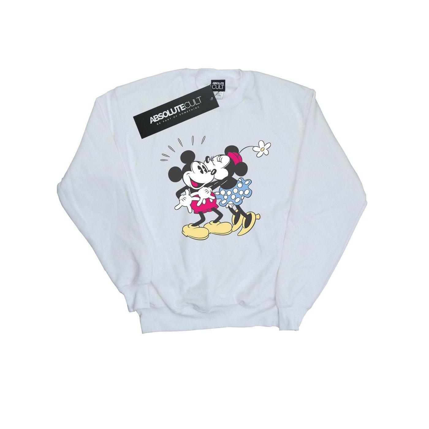 Image of Mickey And Minnie Mouse Kiss Sweatshirt Damen Weiss L