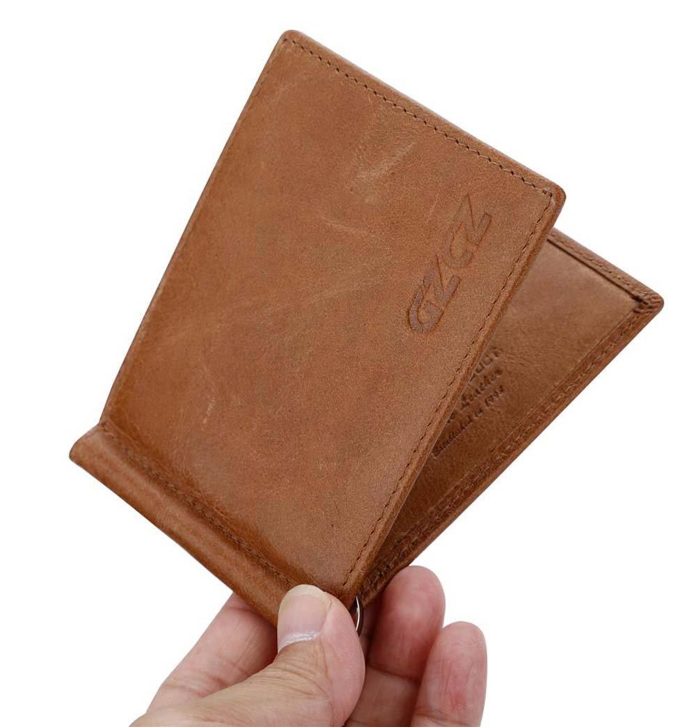 Cadorabo  Porte-monnaie en cuir en BRAUN - Porte-monnaie en cuir ultra-fin avec 6 compartiments pour cartes et pince à billets 