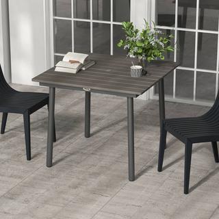 Northio Tavolo Da Giardino Tavolo Da Pranzo 4 Persone Foro Per Ombrellone Tavolo Da Patio Rete A Doghe Hdpe Grigio Scuro 90X90X75Cm  