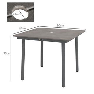 Northio Tavolo Da Giardino Tavolo Da Pranzo 4 Persone Foro Per Ombrellone Tavolo Da Patio Rete A Doghe Hdpe Grigio Scuro 90X90X75Cm  