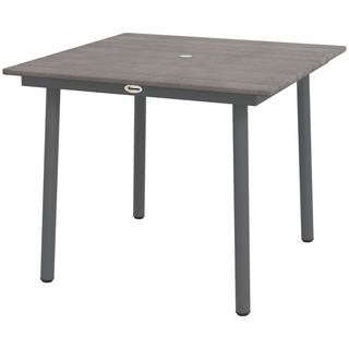 Northio Tavolo Da Giardino Tavolo Da Pranzo 4 Persone Foro Per Ombrellone Tavolo Da Patio Rete A Doghe Hdpe Grigio Scuro 90X90X75Cm  