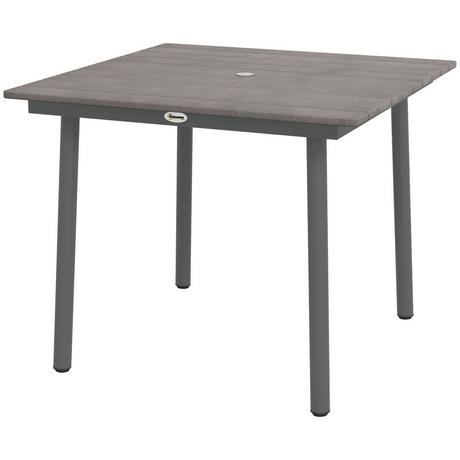 Northio Tavolo Da Giardino Tavolo Da Pranzo 4 Persone Foro Per Ombrellone Tavolo Da Patio Rete A Doghe Hdpe Grigio Scuro 90X90X75Cm  