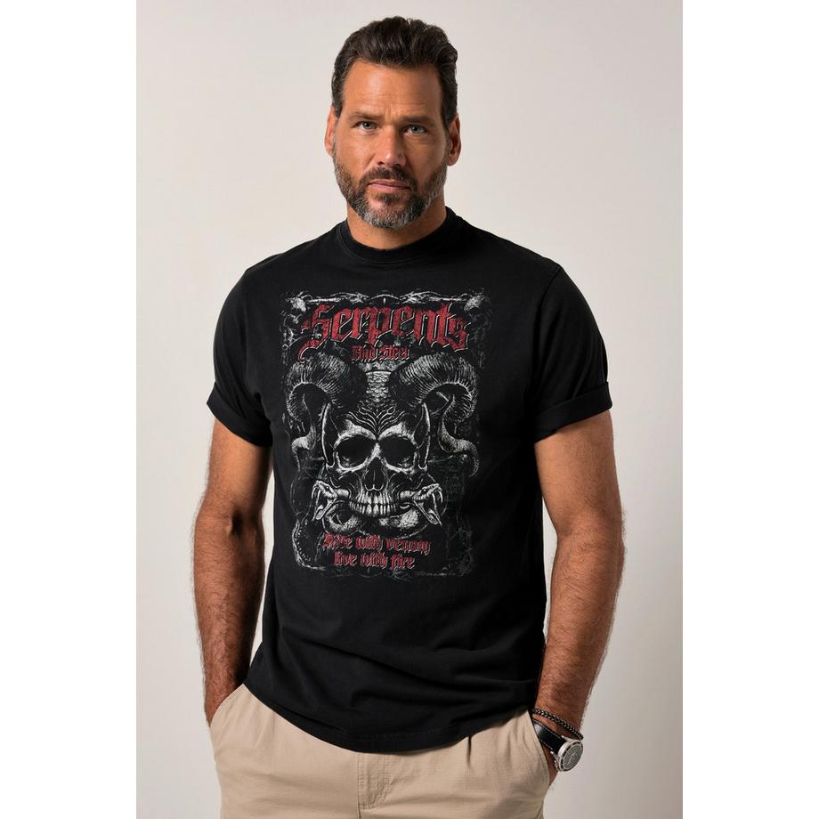 JP1880 T-shirt Manches Courtes Imprimé Poitrine Style Vintage  