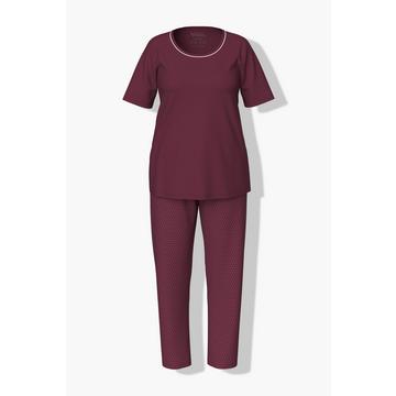 Pigiama a puntini con scollo a girocollo e mezze maniche