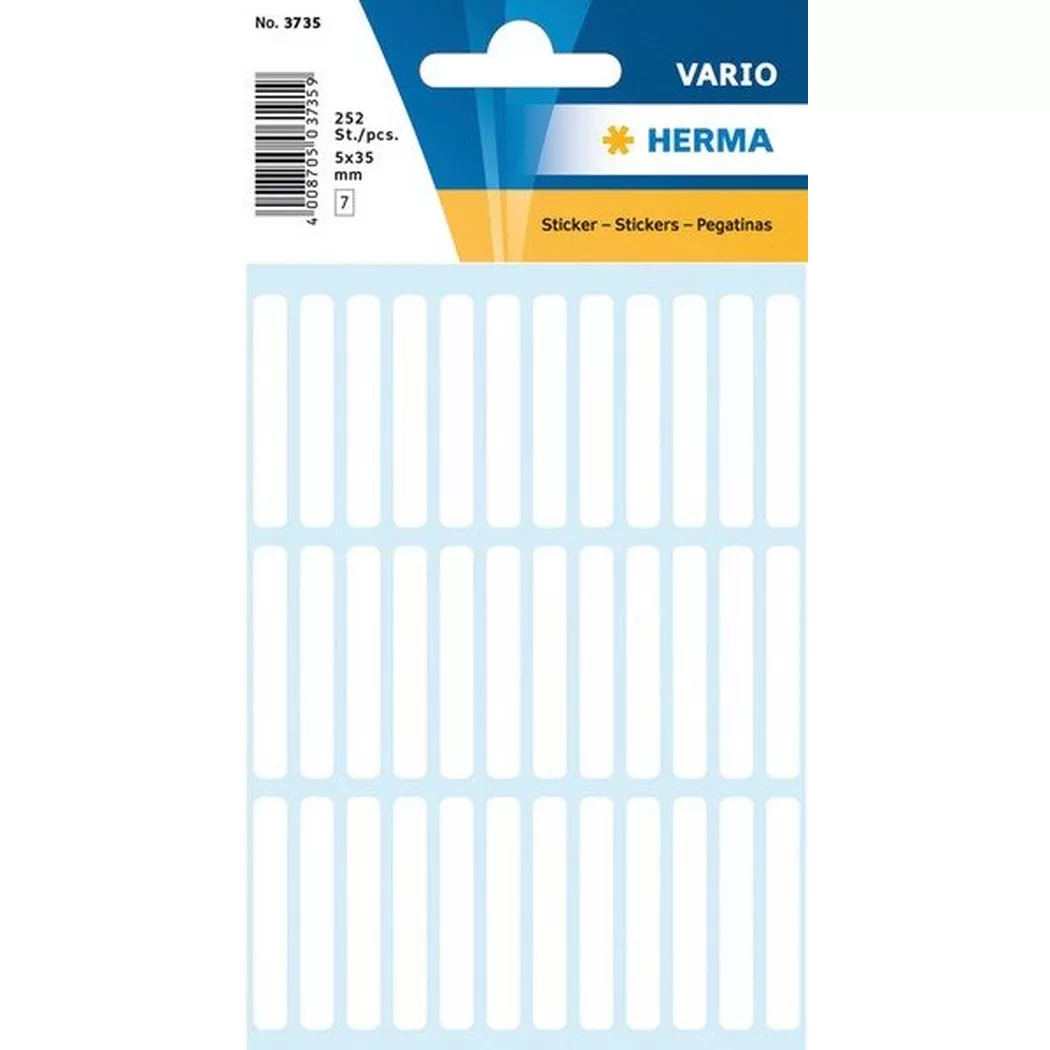 HERMA – Etiketten 5×35mm 3735 weiss 252 Stück, One Size