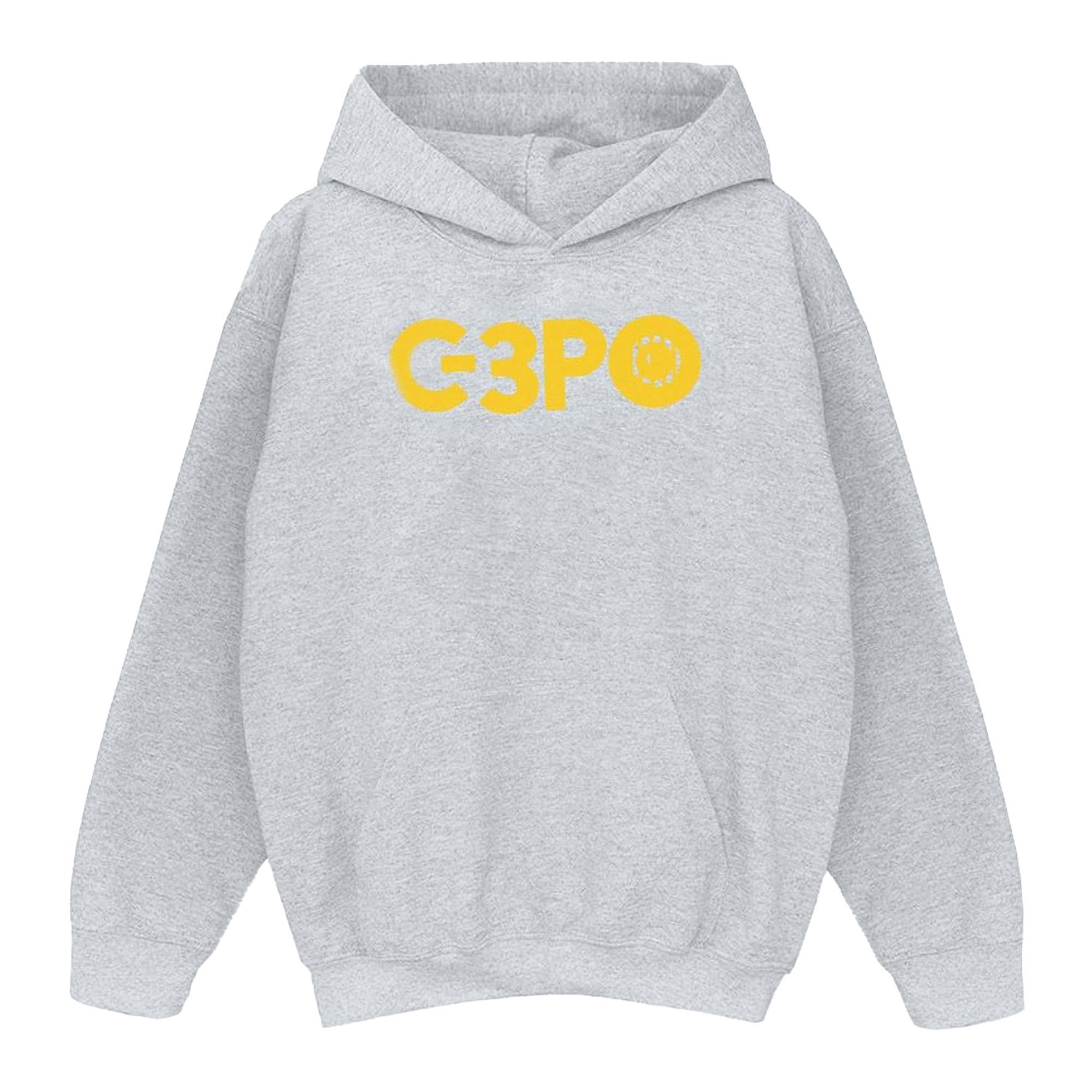 Image of The Rise Of Skywalker C3po Text Logo Kapuzenpullover Mädchen Grau 104