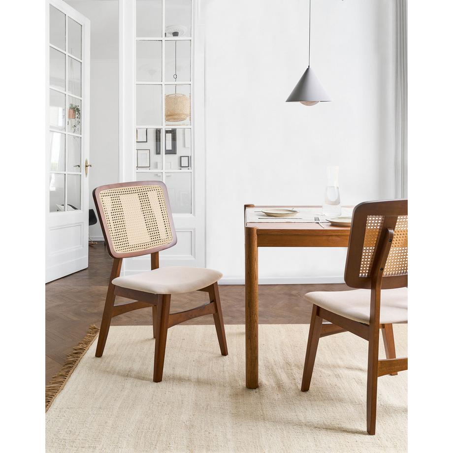 Beliani Lot de 2 chaises de salle à manger en Bois d\'hévéa Rétro ALCOVA  