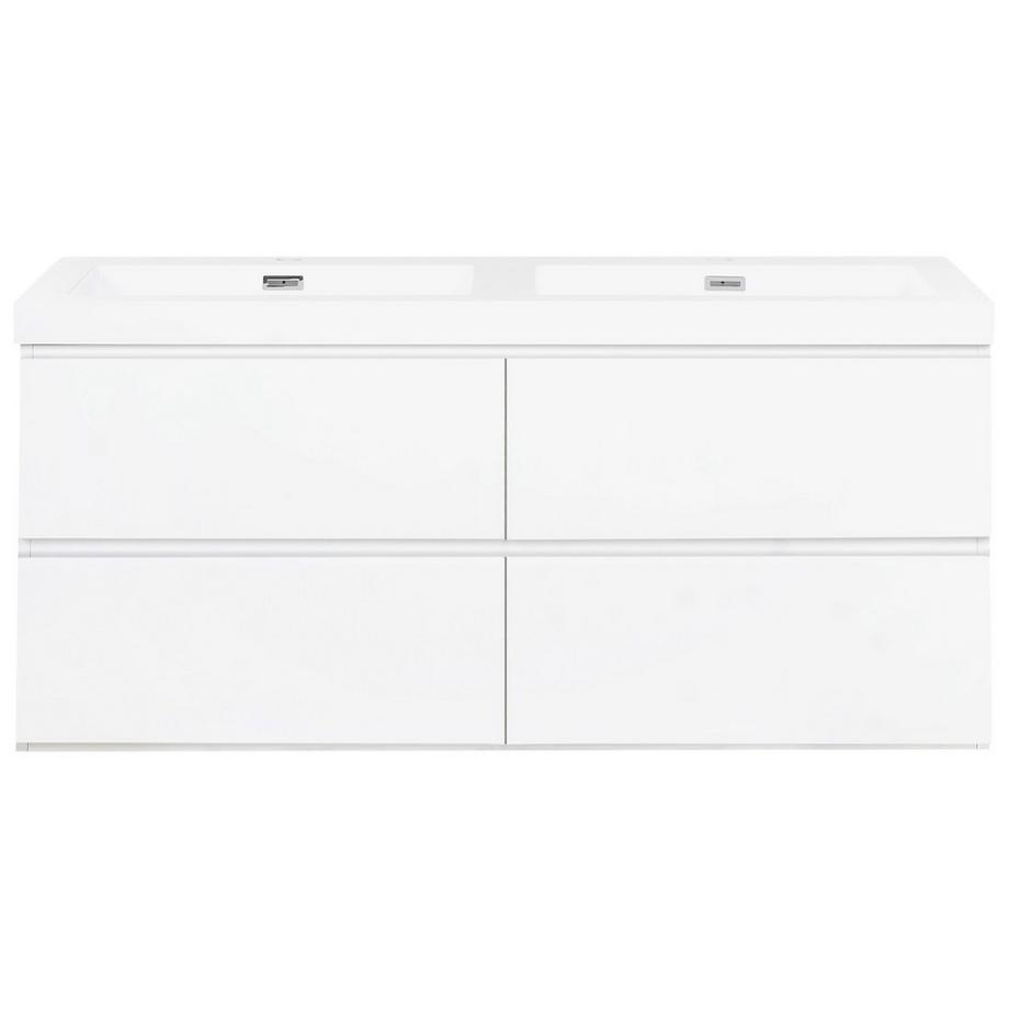 Beliani Wandmontierter Waschtischunterschrank mit Doppelwaschbecken aus MDF-Platte Modern CARDIEL  