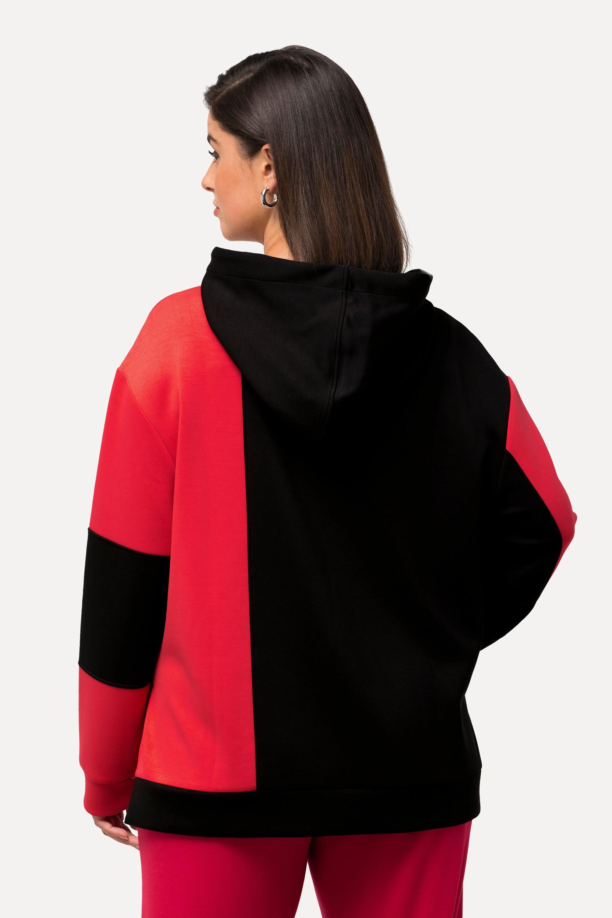 Ulla Popken  Hoodie, Colourblocking, Ziersteinchen, Langarm, Kapuze 