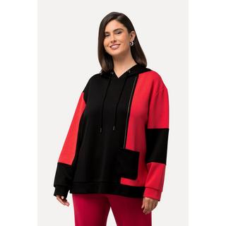 Ulla Popken  Maglia in stile color blocking con cappuccio, applicazioni e maniche lunghe 