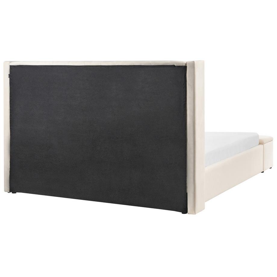 Beliani Lit avec banc de rangement en Velours Minimaliste NOYERS  