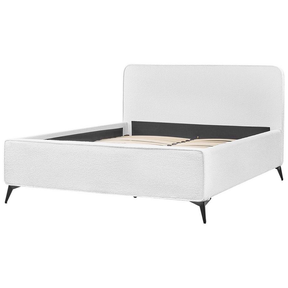 Beliani Lit à lattes en Bouclé Traditionnel VALOGNES  