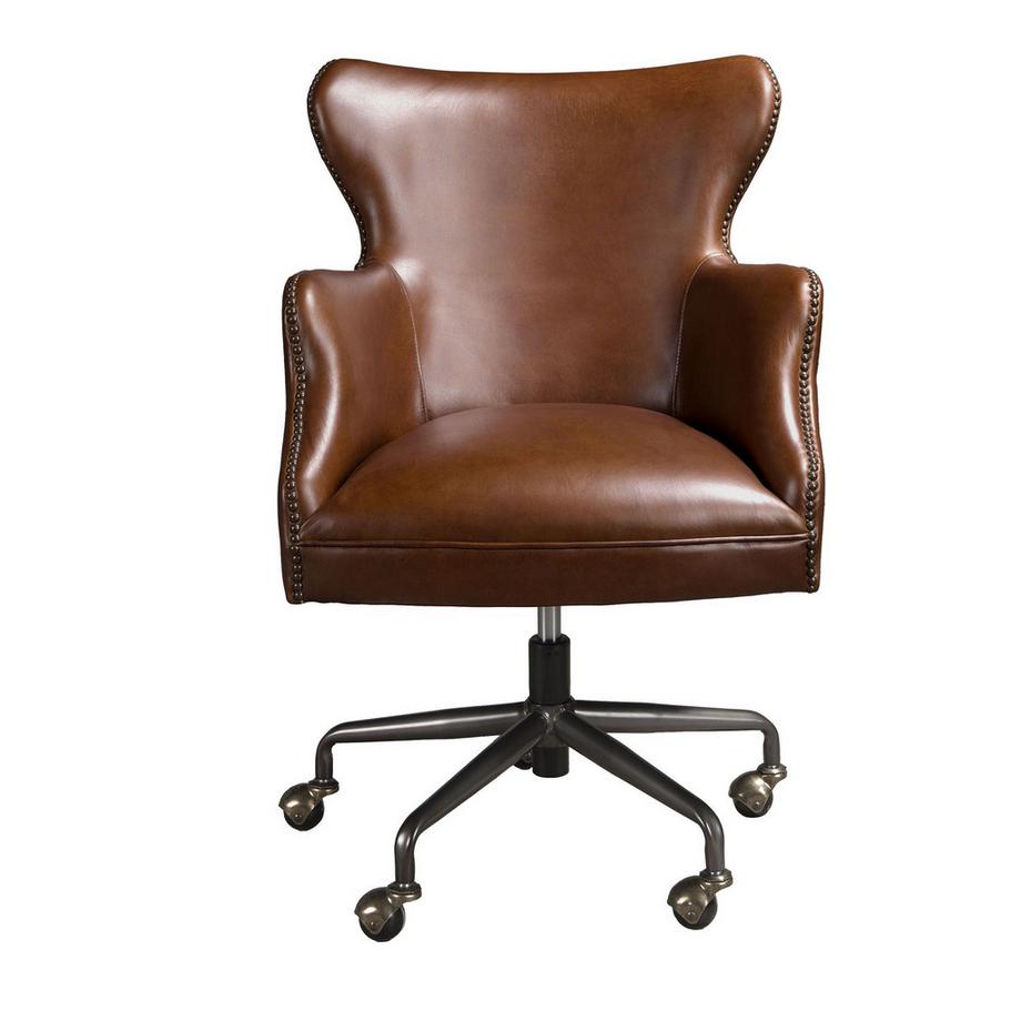 ANGEL CERDA Fauteuil de bureau pivotant cuir marron foncé  