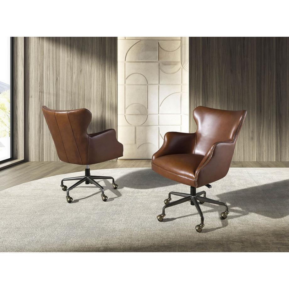 ANGEL CERDA Fauteuil de bureau pivotant cuir marron foncé  