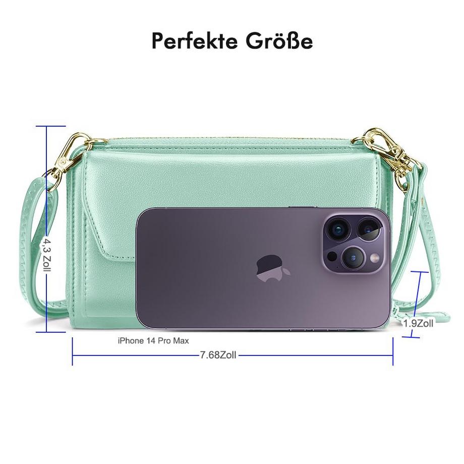 Only-bags.store Portafoglio Piccolo Scomparti Carte di Credito Tasca Telefono con Cerniera 2 Cinghie  