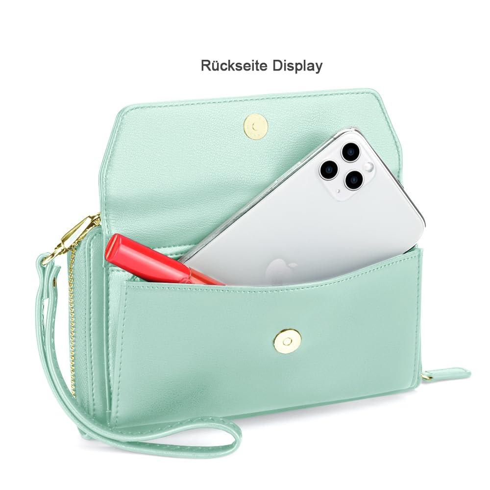 Only-bags.store Portafoglio Piccolo Scomparti Carte di Credito Tasca Telefono con Cerniera 2 Cinghie  