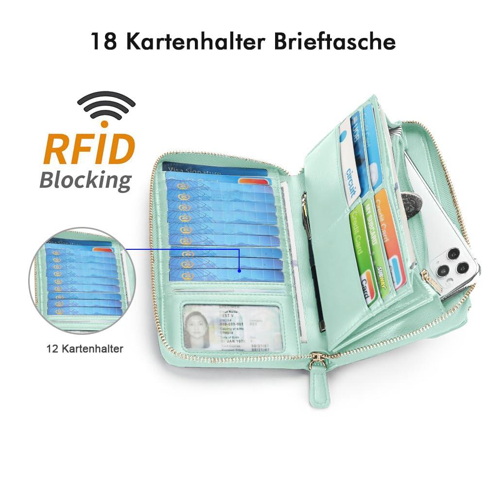 Only-bags.store Portafoglio Piccolo Scomparti Carte di Credito Tasca Telefono con Cerniera 2 Cinghie  