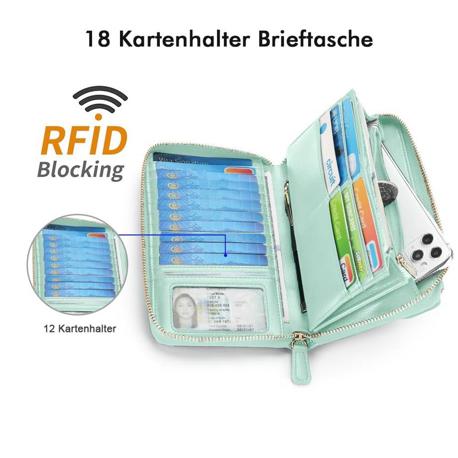 Only-bags.store Portafoglio Piccolo Scomparti Carte di Credito Tasca Telefono con Cerniera 2 Cinghie  