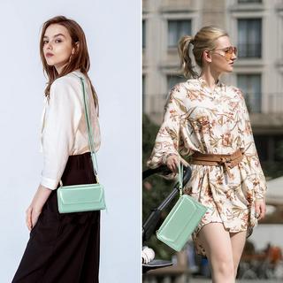 Only-bags.store Portafoglio Piccolo Scomparti Carte di Credito Tasca Telefono con Cerniera 2 Cinghie  