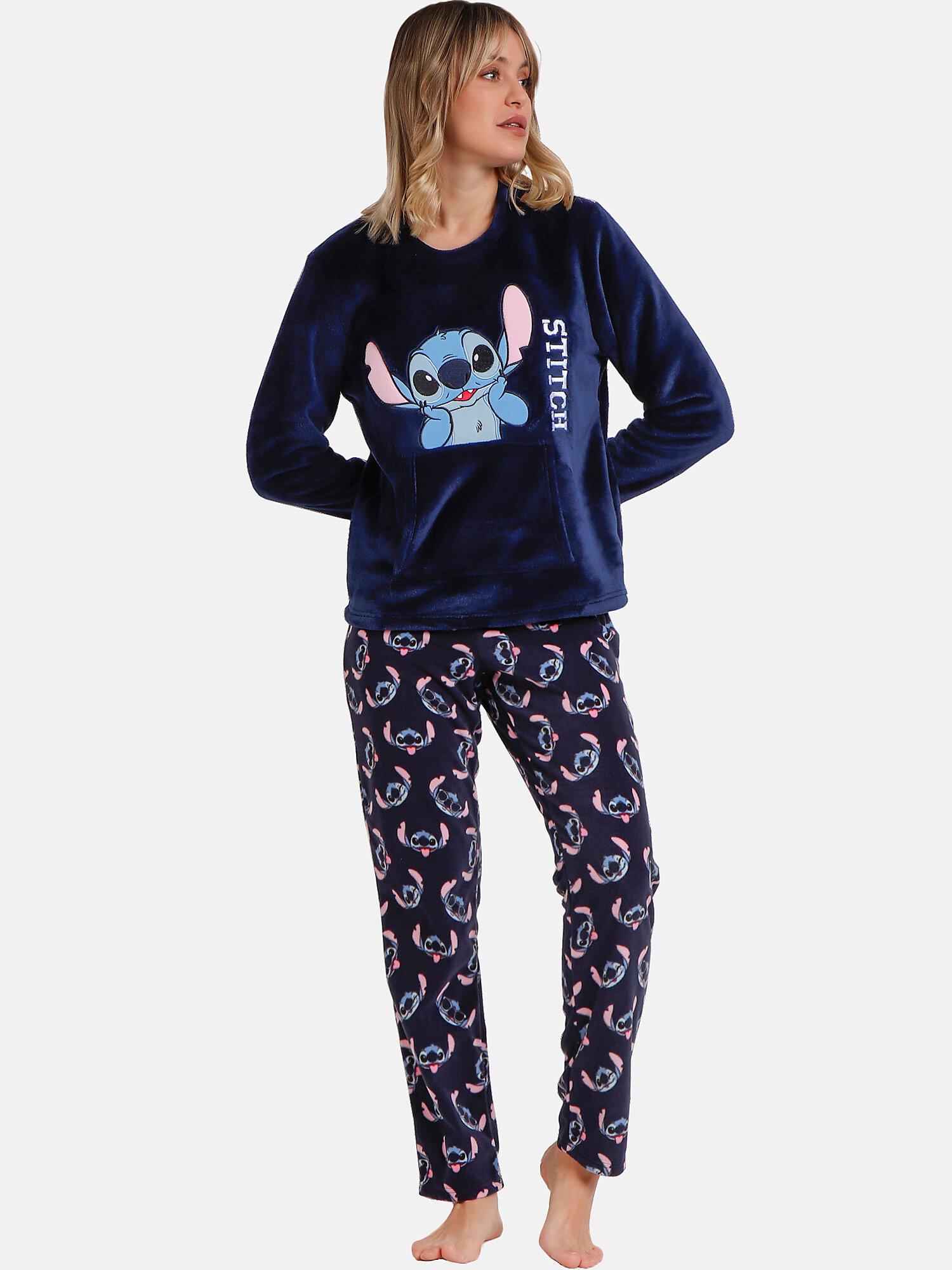 Admas  Stitch Faces Completo pigiama pantaloni top maniche lunghe Disney 