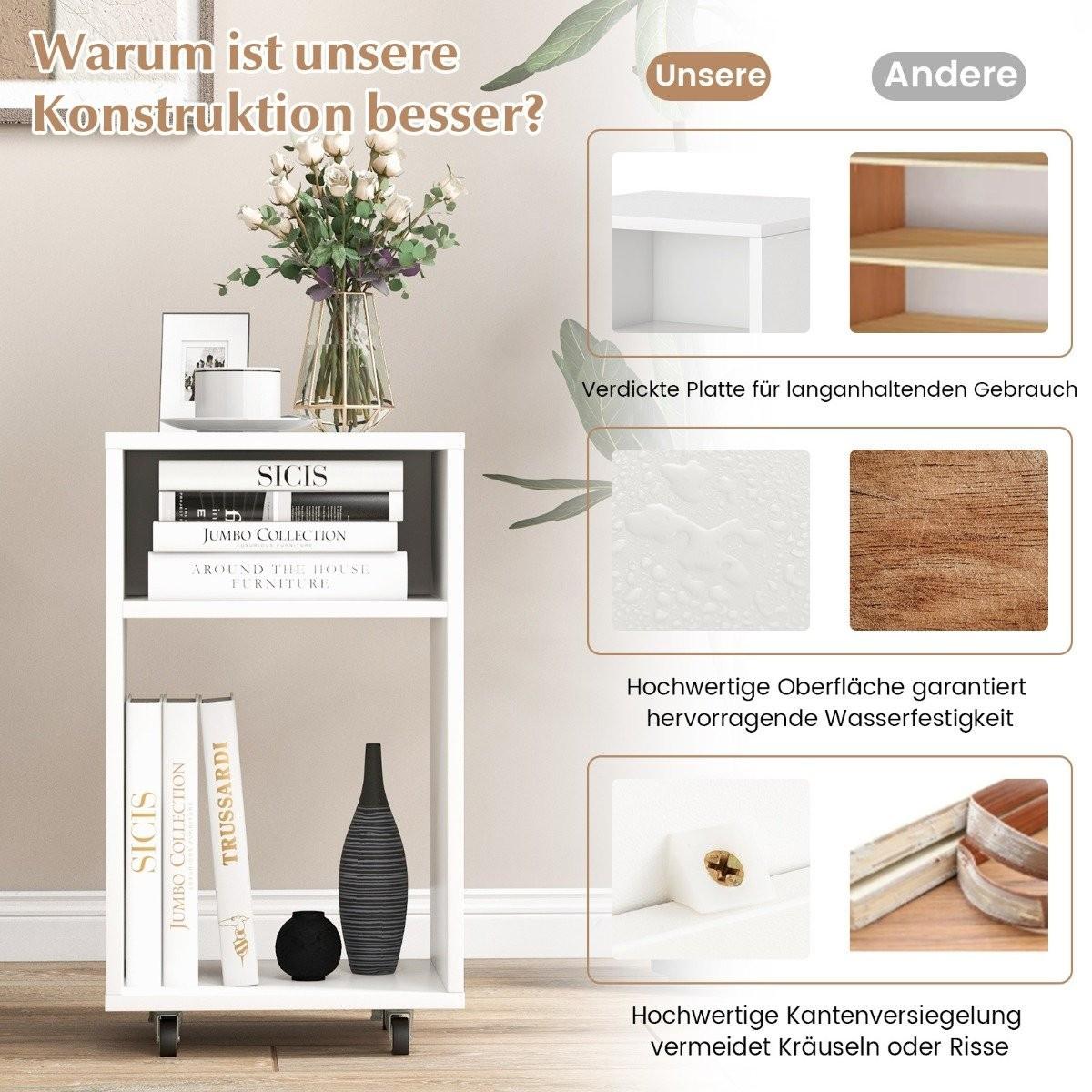 B2X Mobiler Aktenschrank Büroschrank mit 2 Offenen Regalen 33 x 30 x 58 cm Weiß  