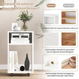 B2X Mobiler Aktenschrank Büroschrank mit 2 Offenen Regalen 33 x 30 x 58 cm Weiß  