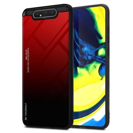 Cadorabo  Housse compatible avec Samsung Galaxy A80 / A90 4G - Coque de protection bicolore en silicone TPU et dos en verre trempé 