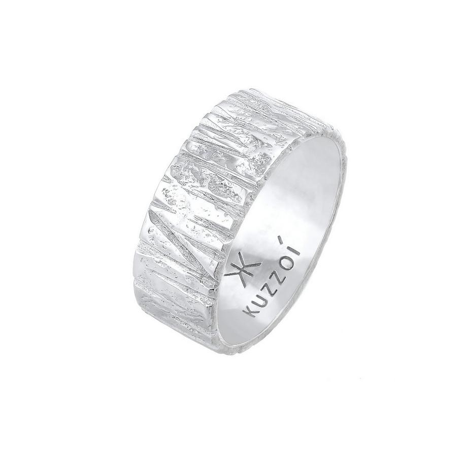 Bague Bandring Breit Struktur Gehämmert 925 Silber