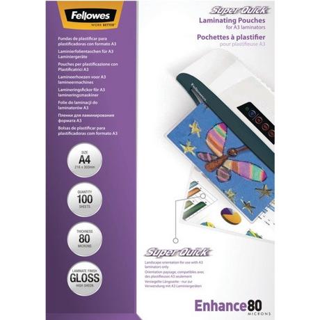 Fellowes  FELLOWES Laminiertasche A4 5440001 glanz, 80my 100 Stk 